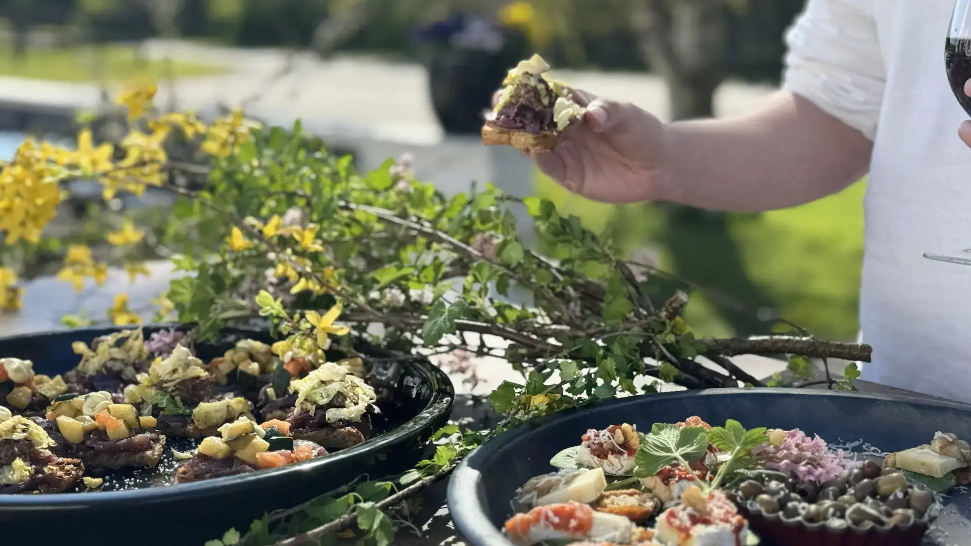 Hapsere a la francaise a la carte Fransk tapas bord med små delikatesser og vin fra Det Franske Hjørne i Skødstrup nær Aarhus